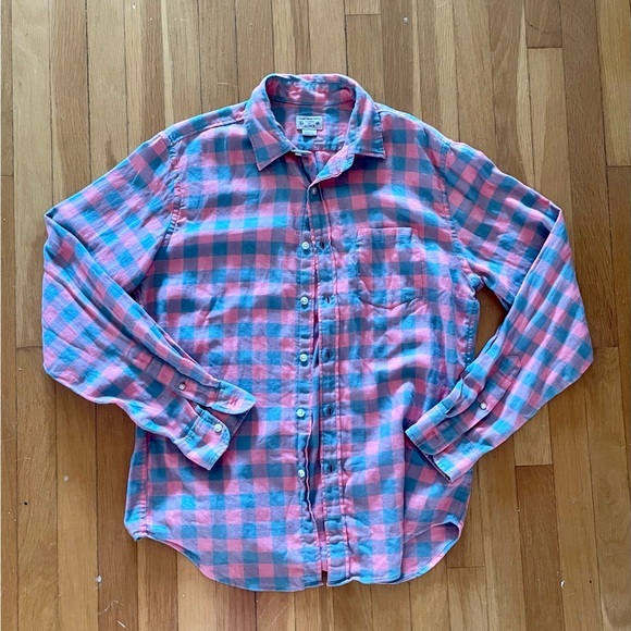 J.Crew Mens Light Weight Slim Fit Pink/Blue Long Sleeve Button Down Shirt Sz M - Picture 4 of 6